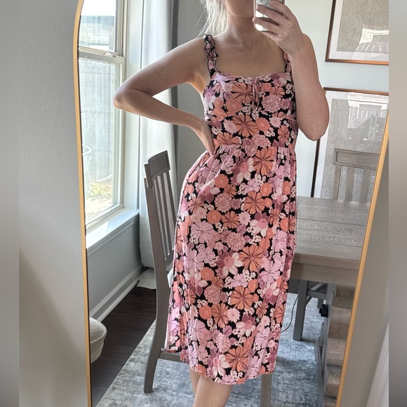 AUW Dresses & Skirts - Floral Pink and Black Mini Spring Summer Dress